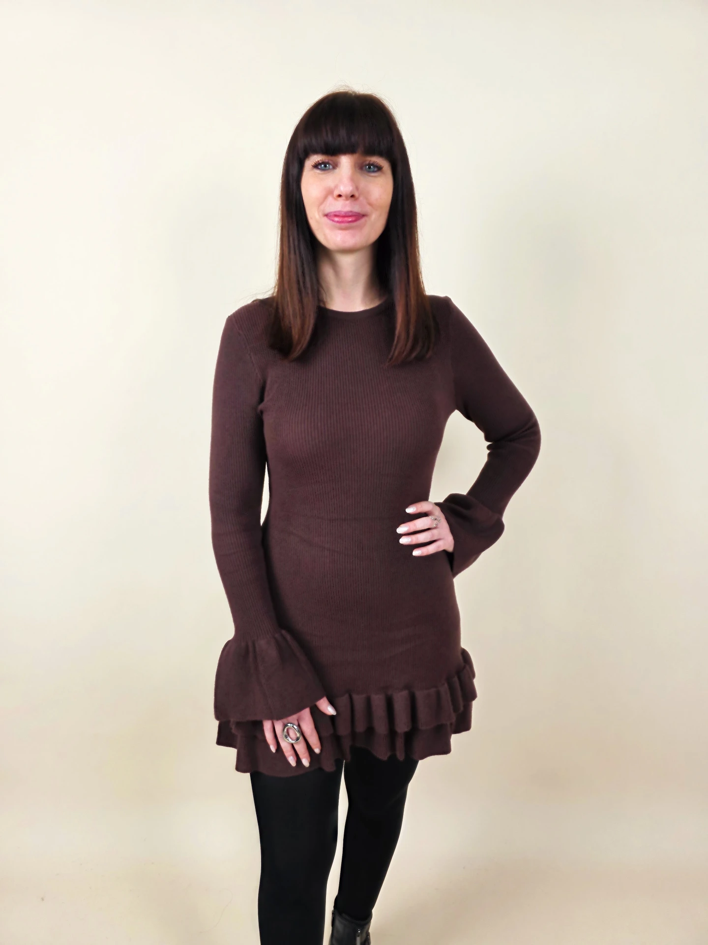 Robe à manches longues marron