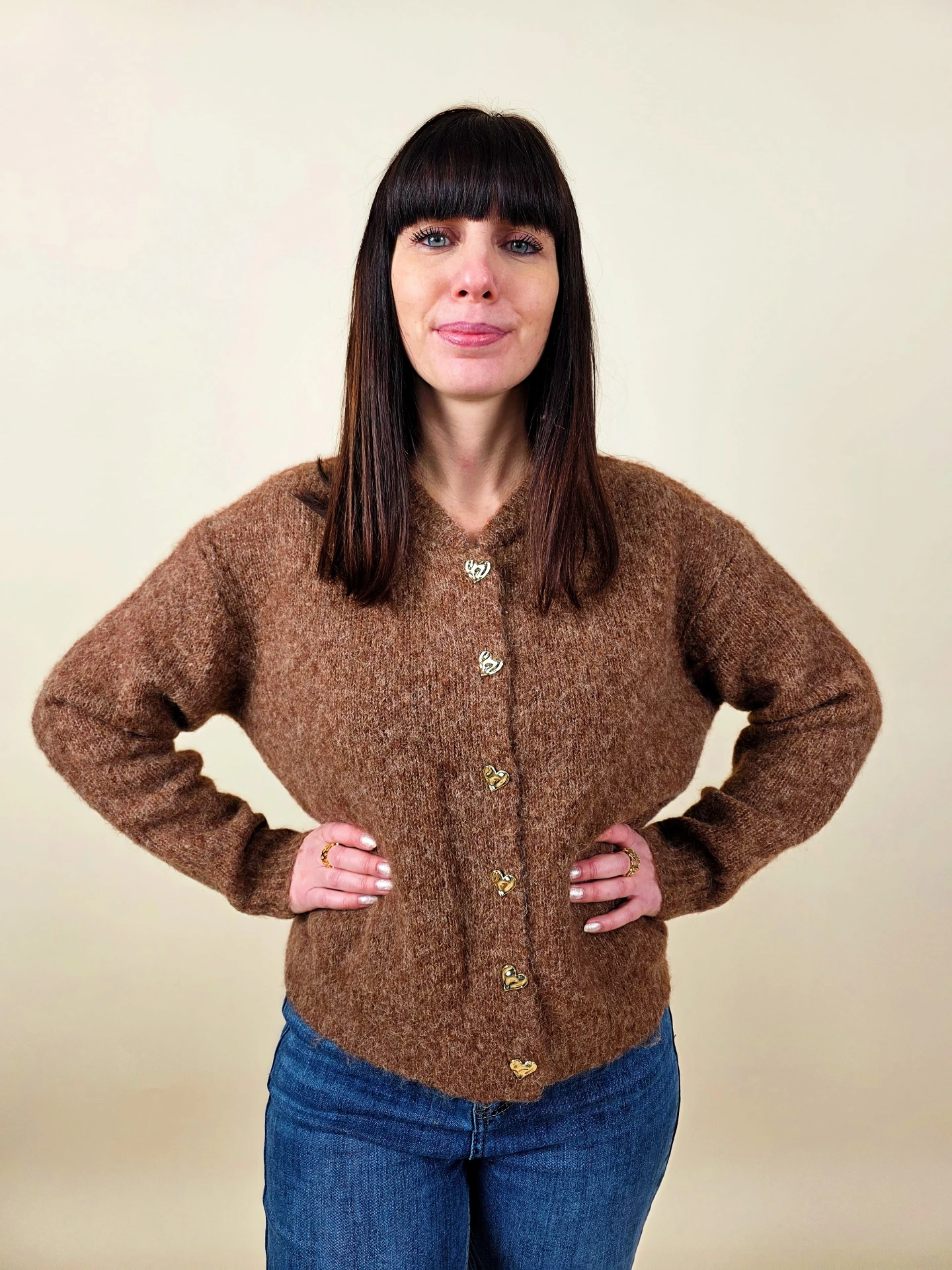 Gilet à cœurs beiges