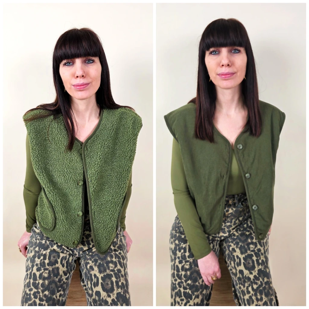 [00455_S/M] Gilet sans manche réversible kaki (S/M)