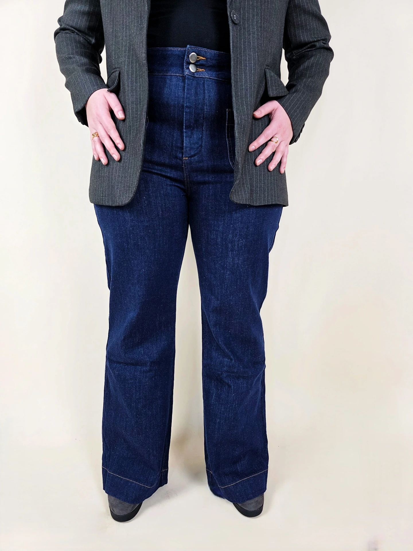 Jeans flare taille haute bleu brut