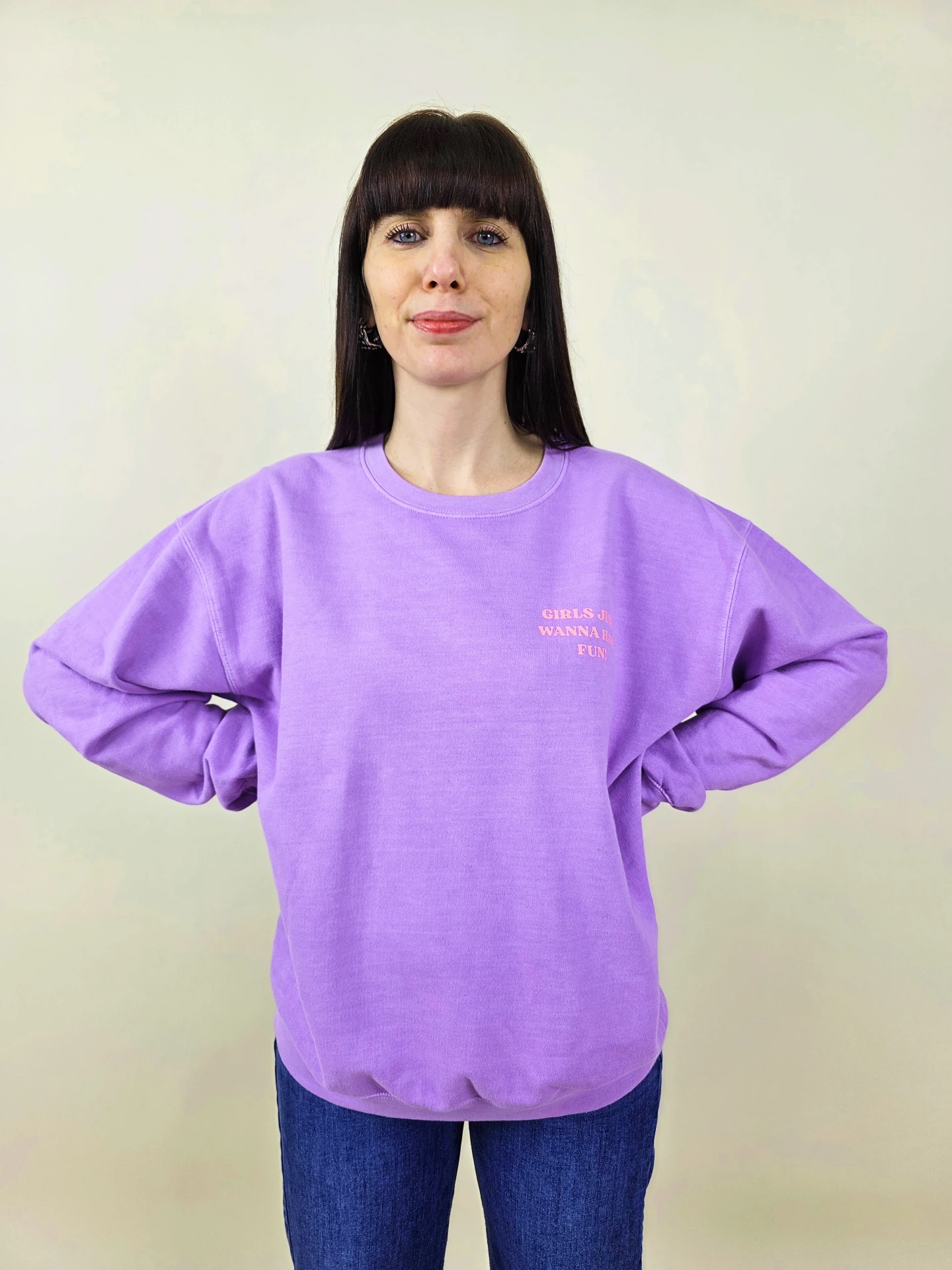 [00498] Sweat mauve "Girls Just Wanna Have Fun"