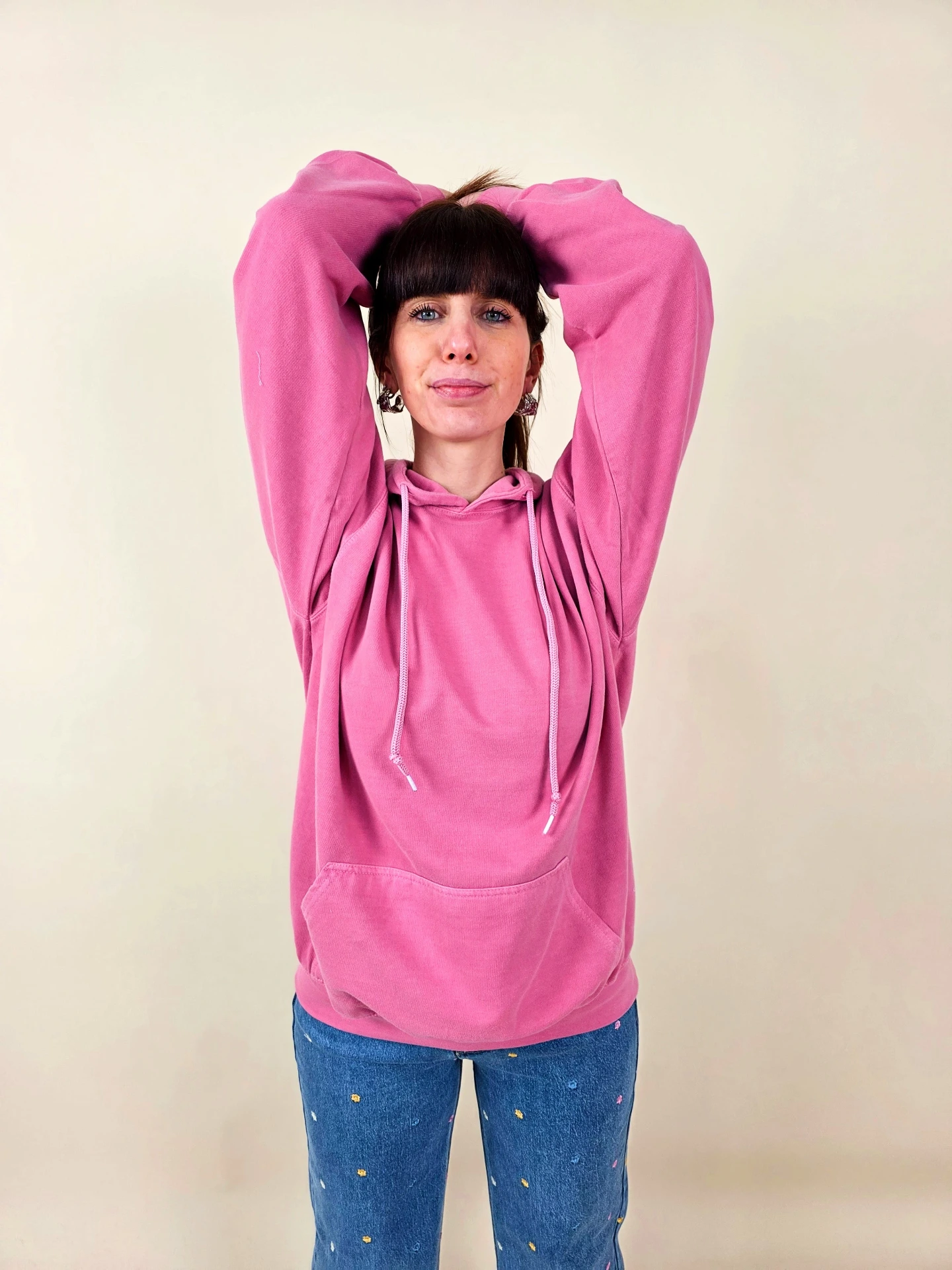 Sweat à capuche oversize rose