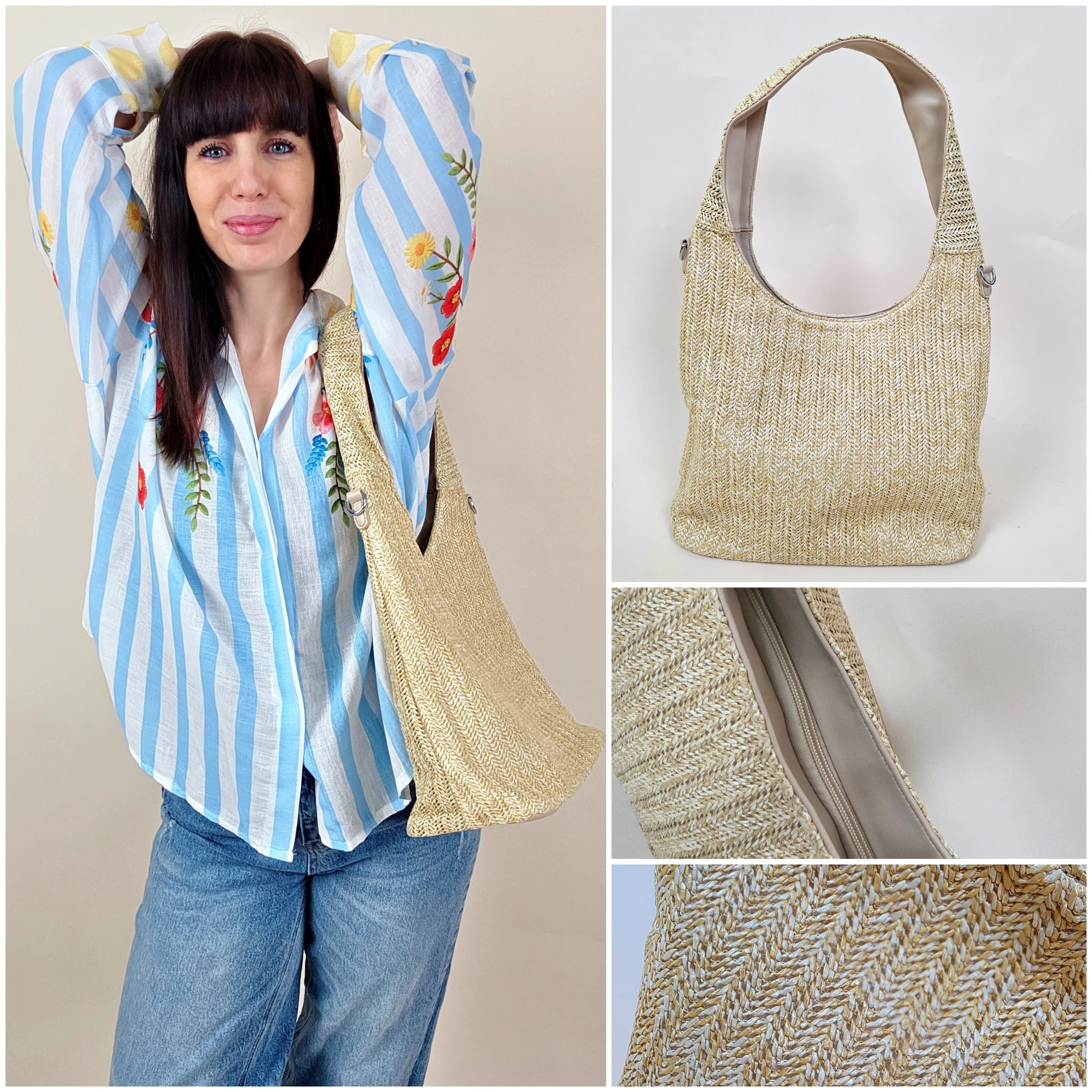 [00529] Sac à main cabas en paille tressée