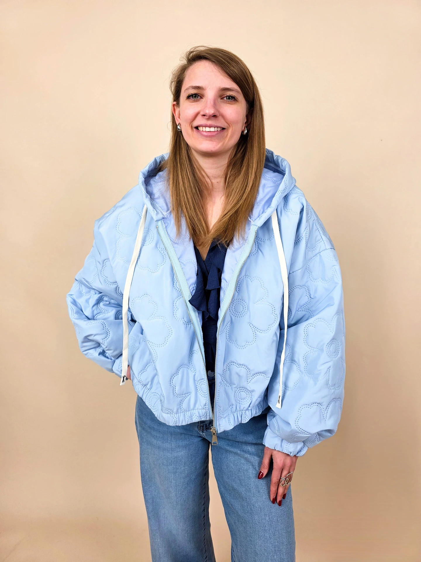 Veste bomber matelassée bleu ciel