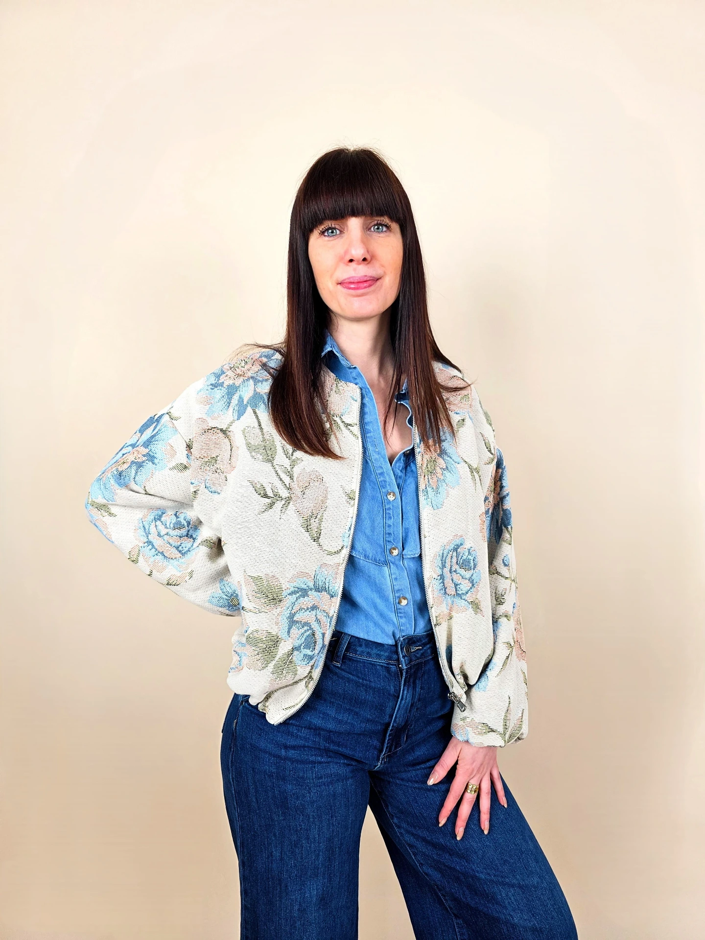 [00546_S] Veste bomber  florale vintage (S)