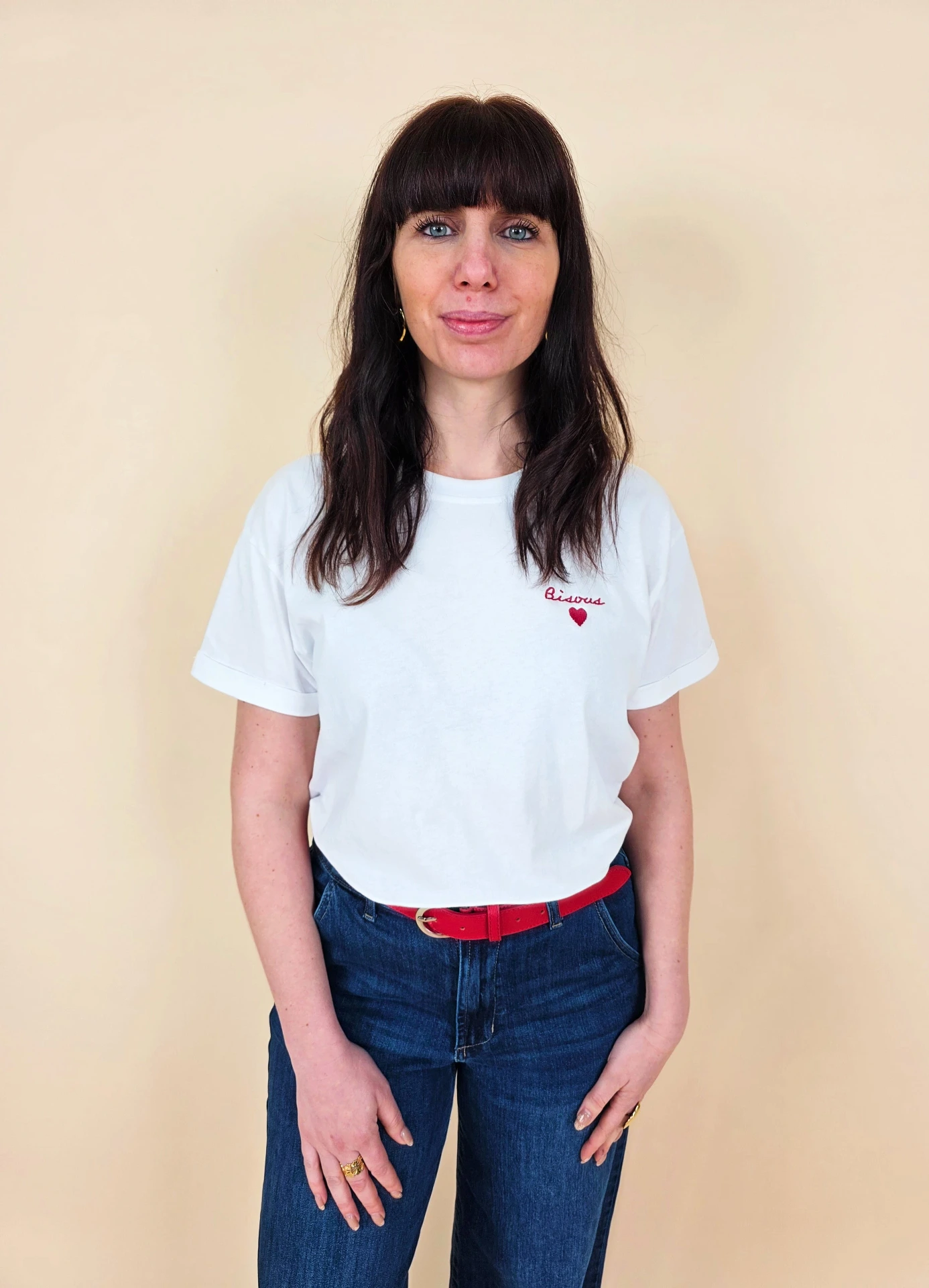 T-shirt blanc"Bisous"