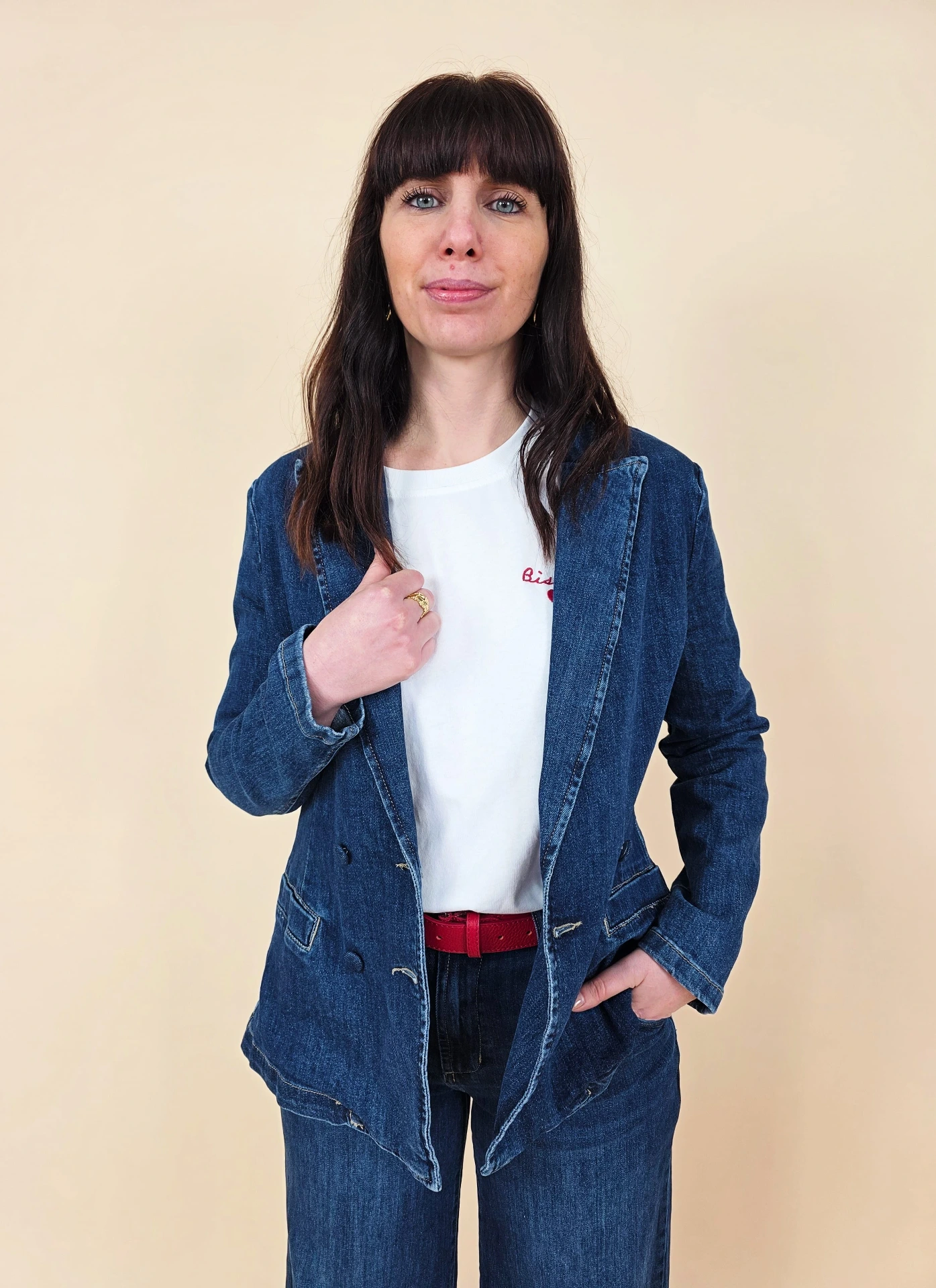 Blazer en jeans double boutonnage