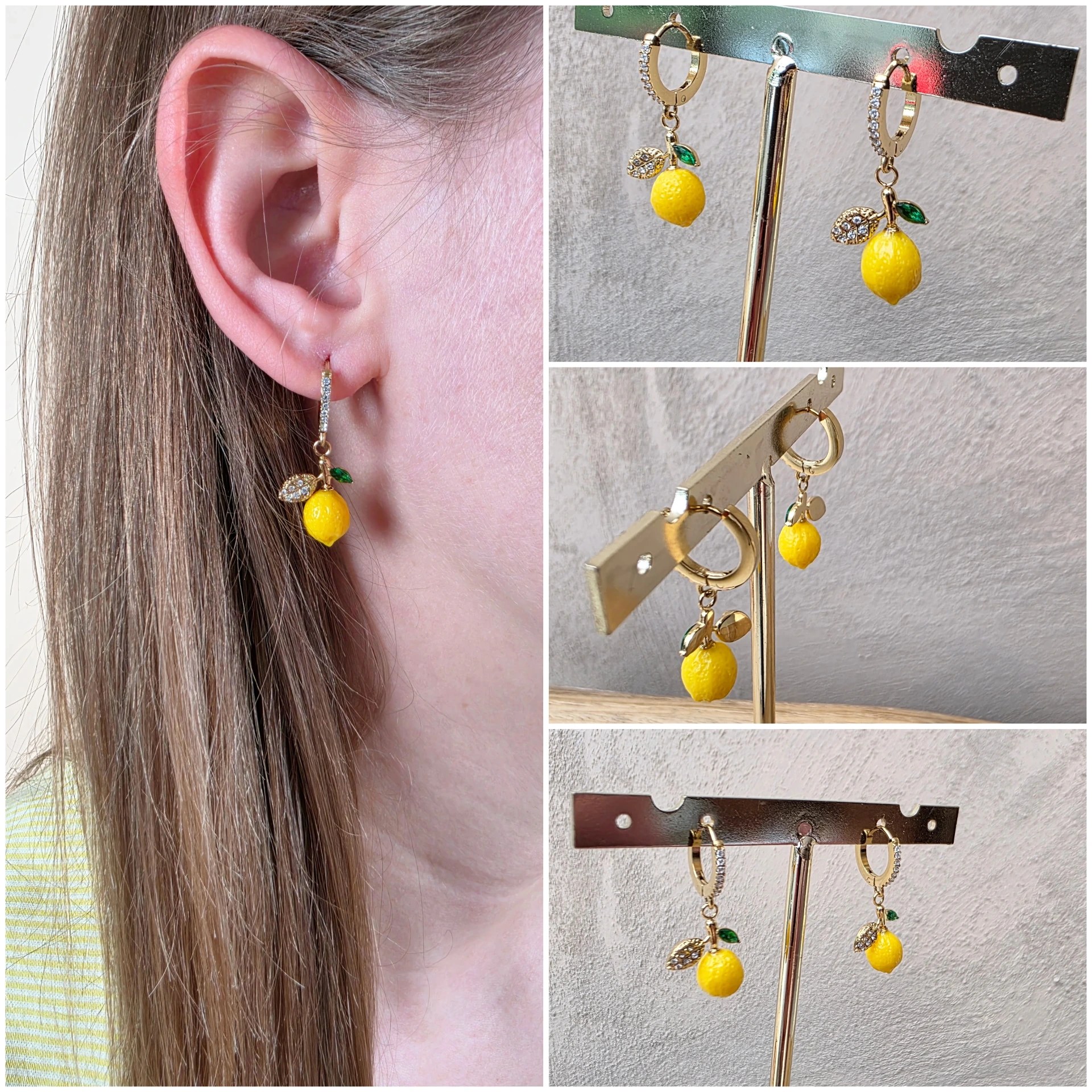 Boucles d'oreilles créoles "Citron Doux"