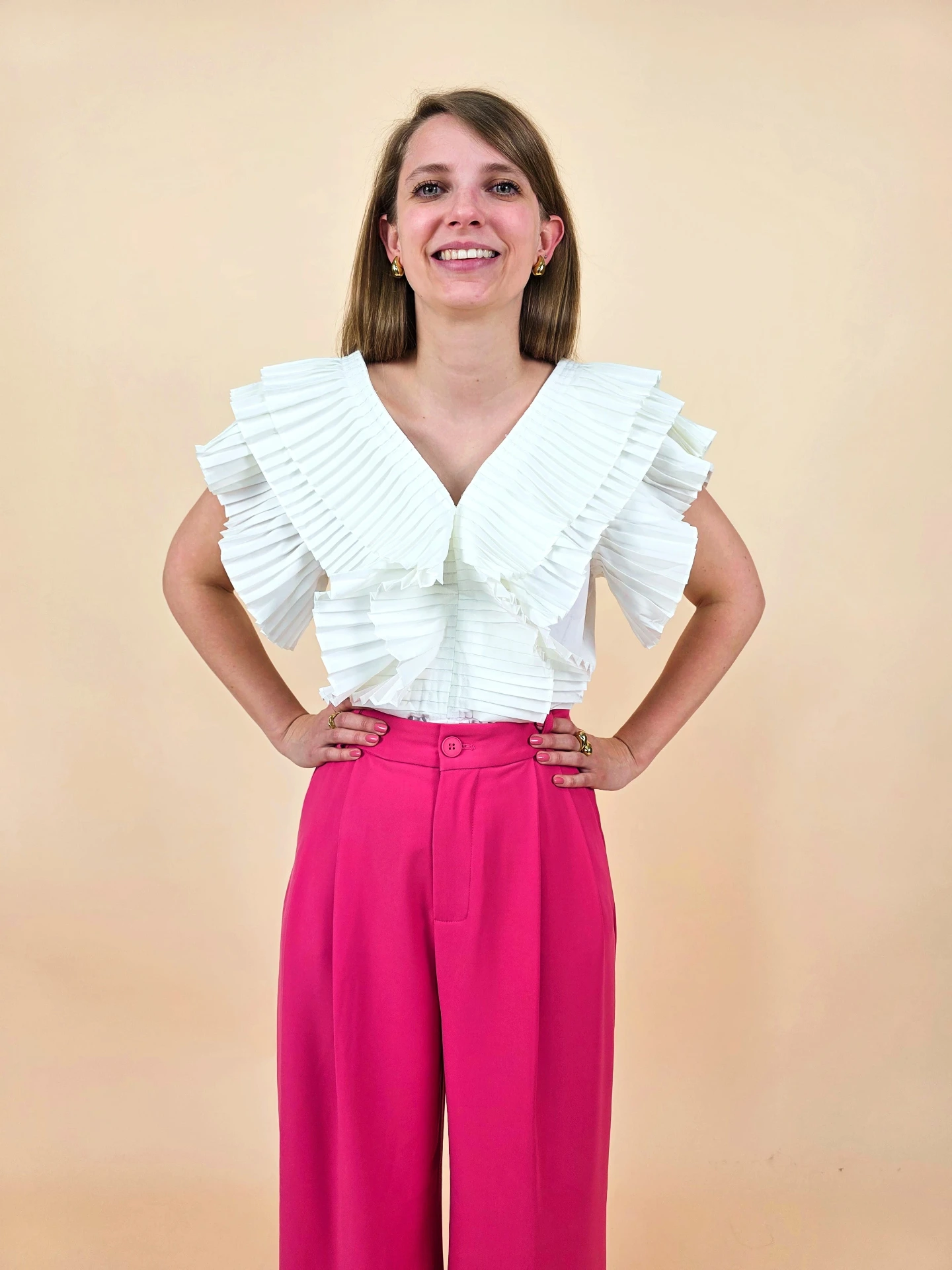 Blouse à volants plissés sculpturaux