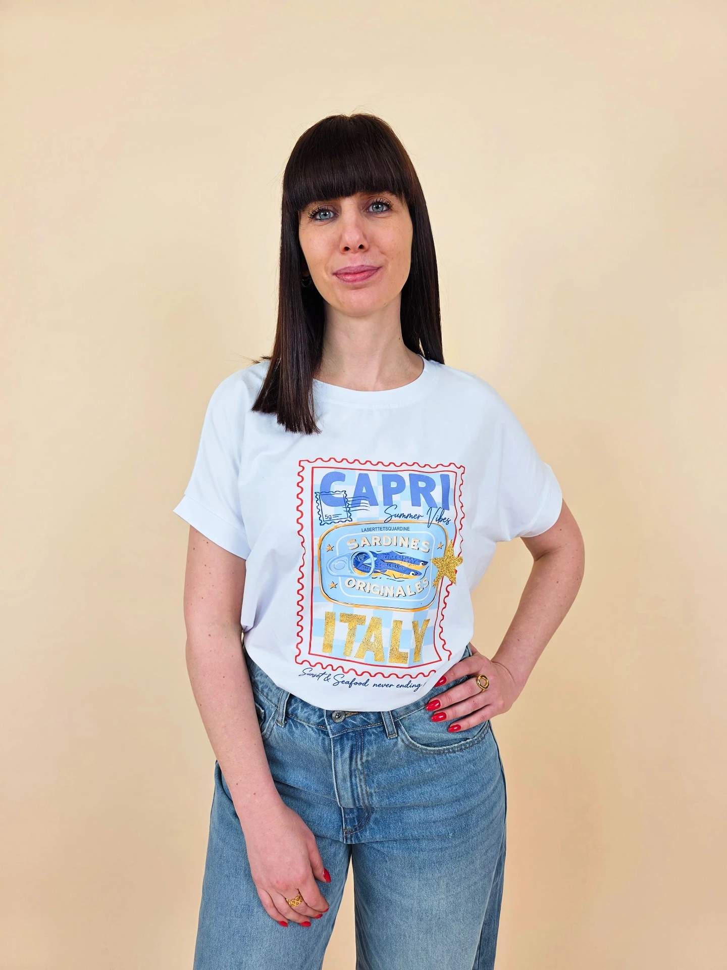 [00617] T-shirt blanc "Capri Summer Vibes"