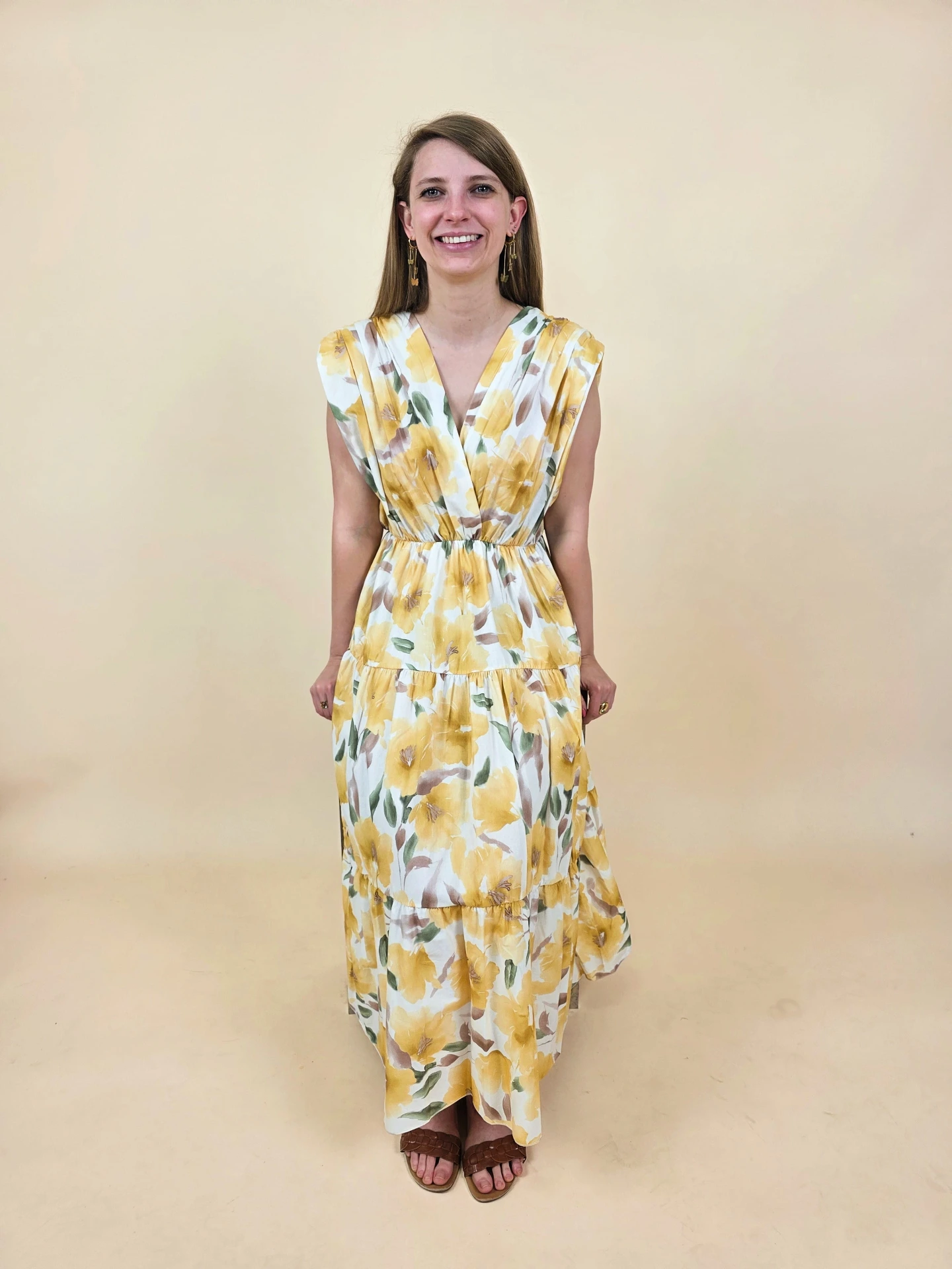 Robe fleurie jaune et blanche