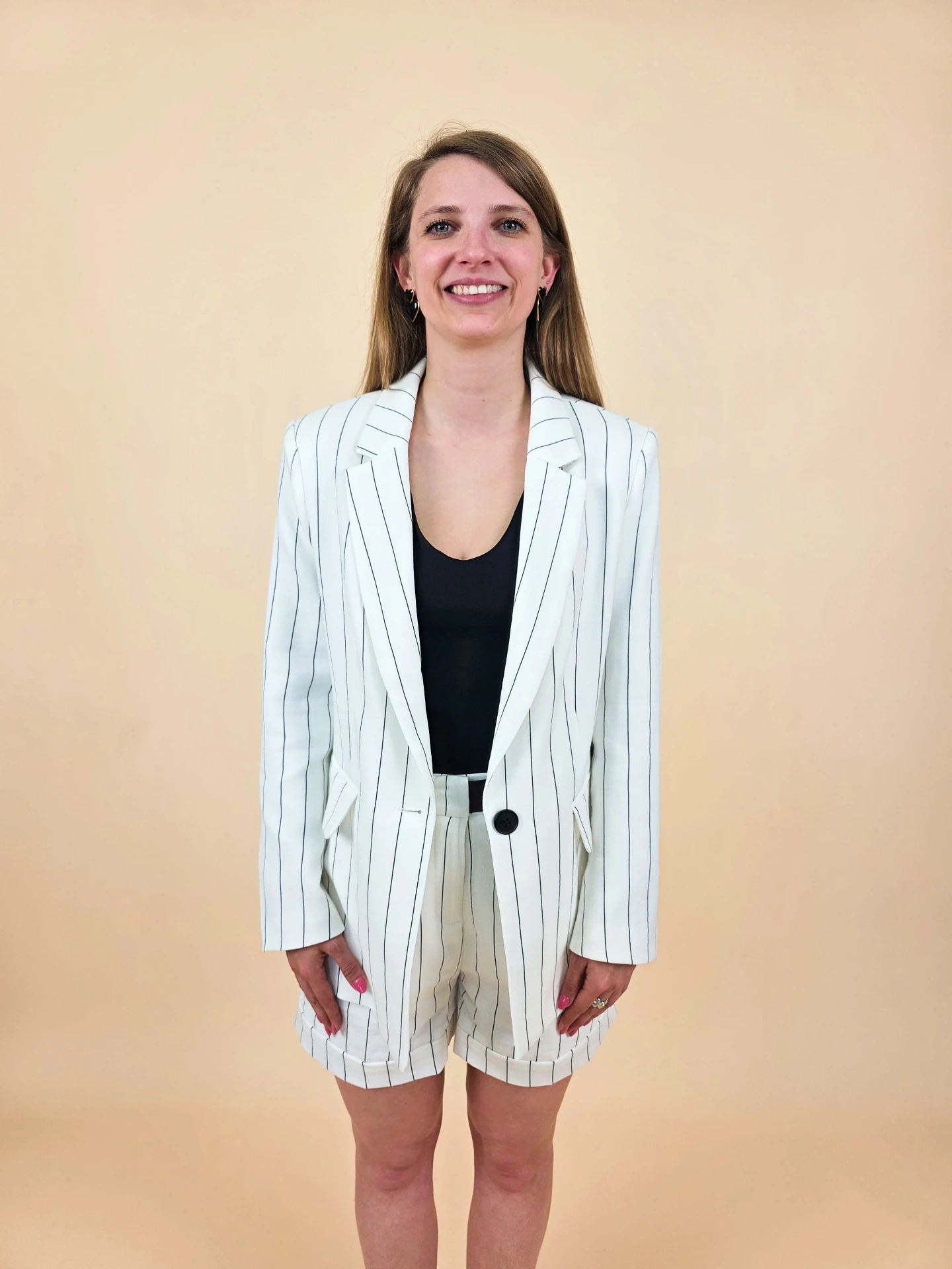 Blazer blanche à rayures tennis