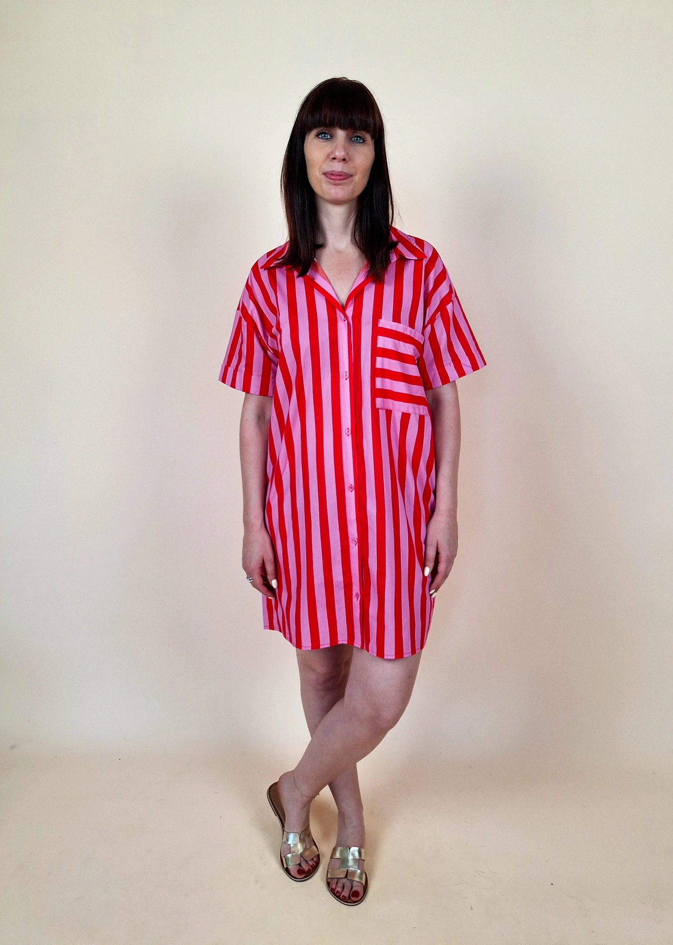 Robe chemise fluide à rayures verticales