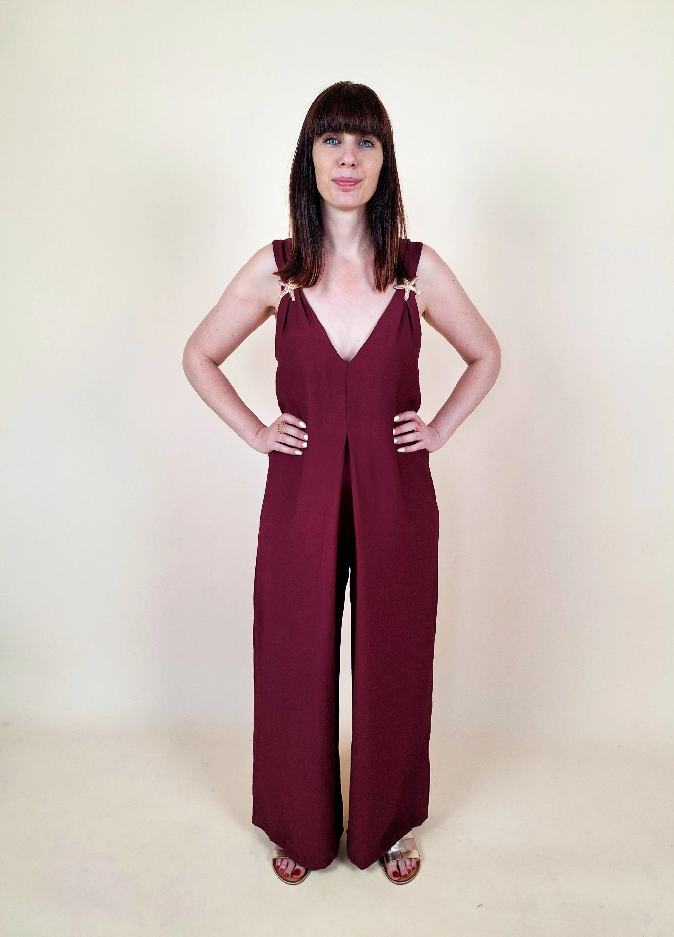 [00695] Combinaison pantalon fluide bordeaux