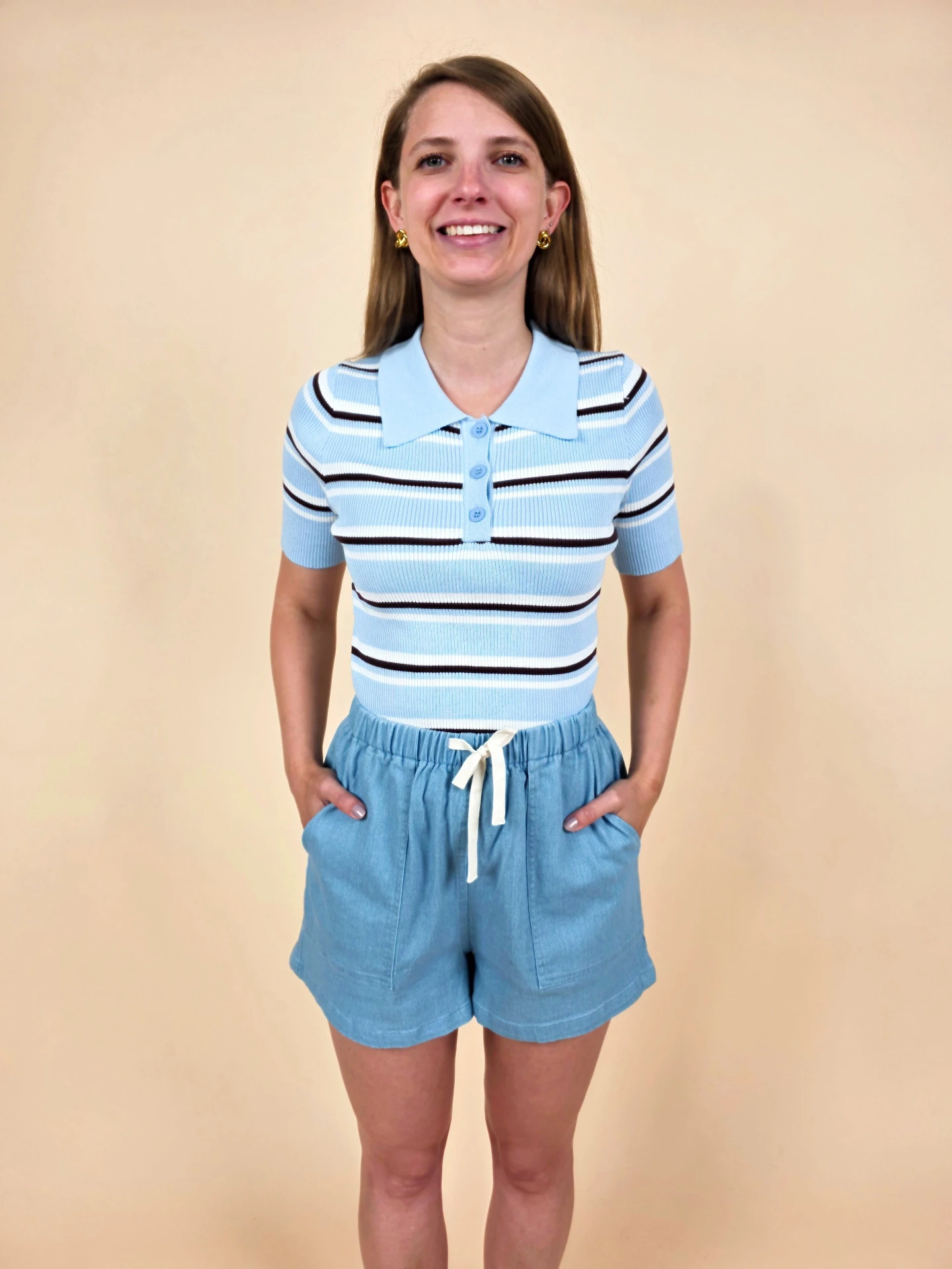 [00712] Polo en maille côtelée à rayures rétro