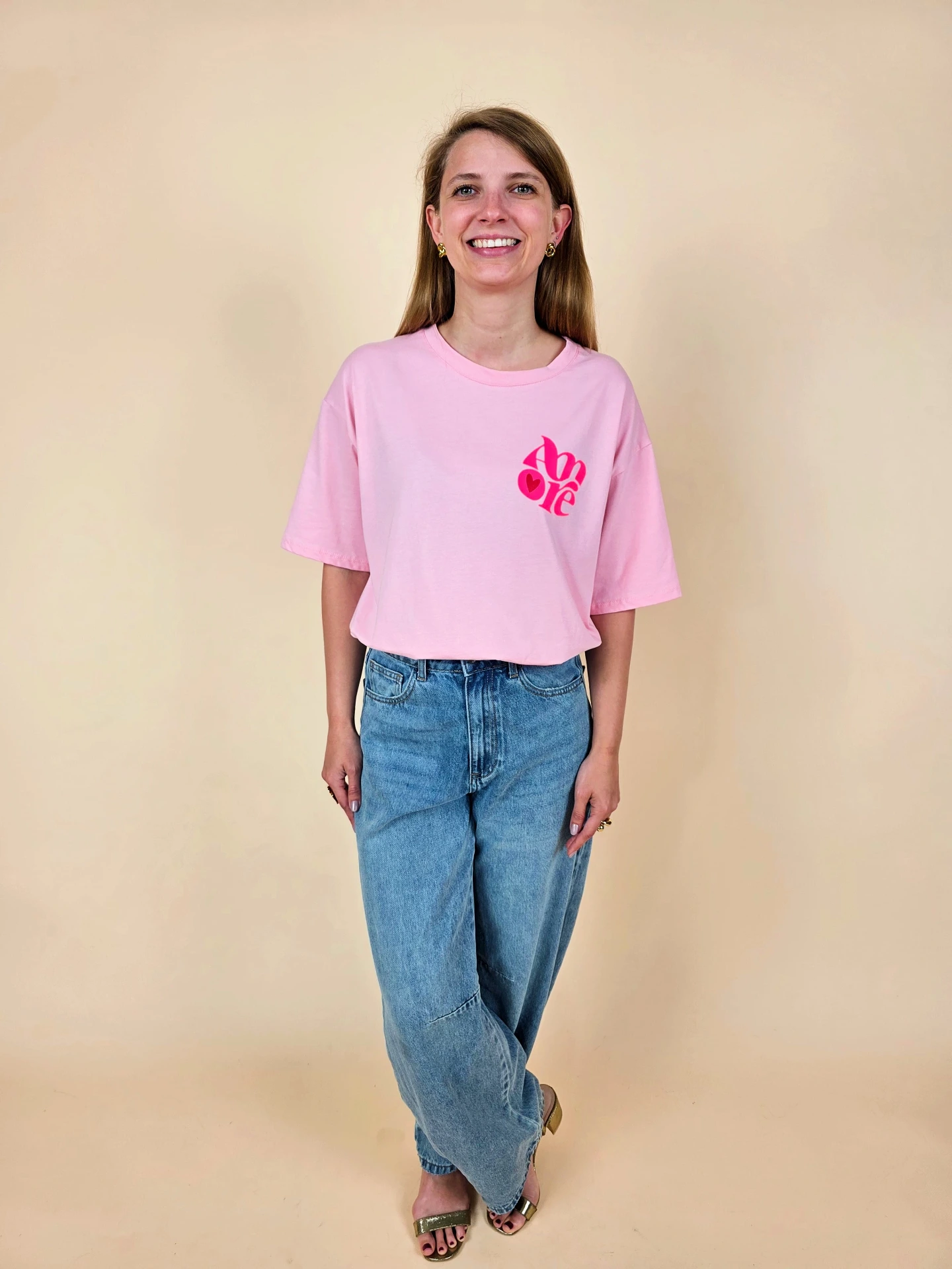 T-shirt rose pastel "Amore"