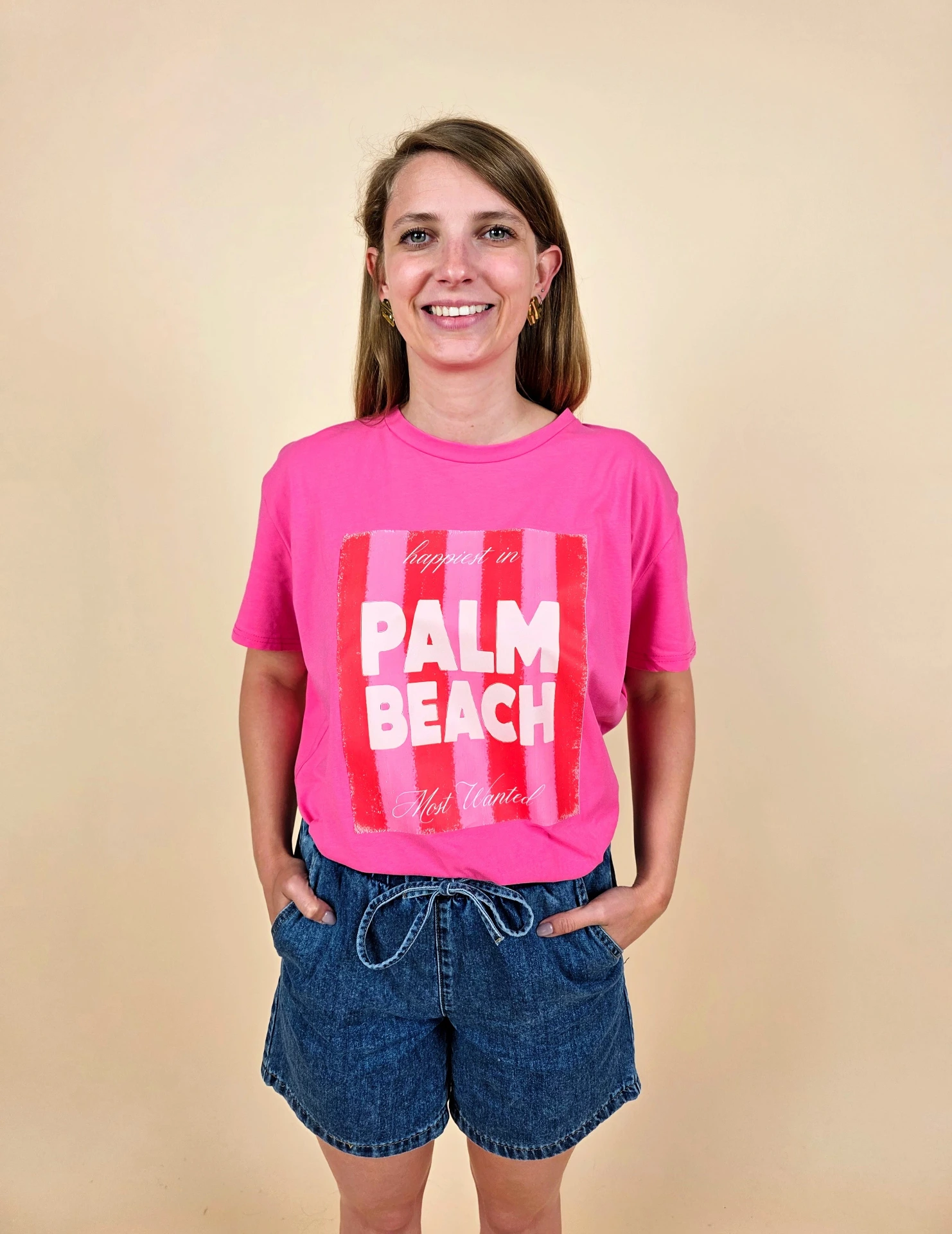 T-shirt rose fuchsia « Palm Beach »
