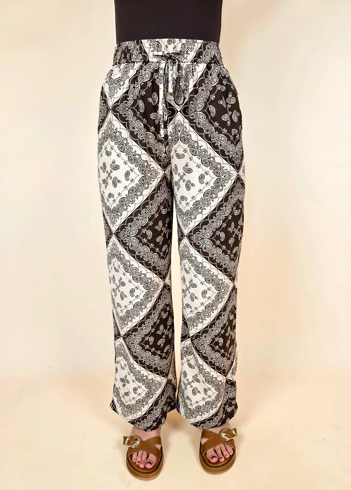 Pantalon imprimé bandana et motifs cachemire