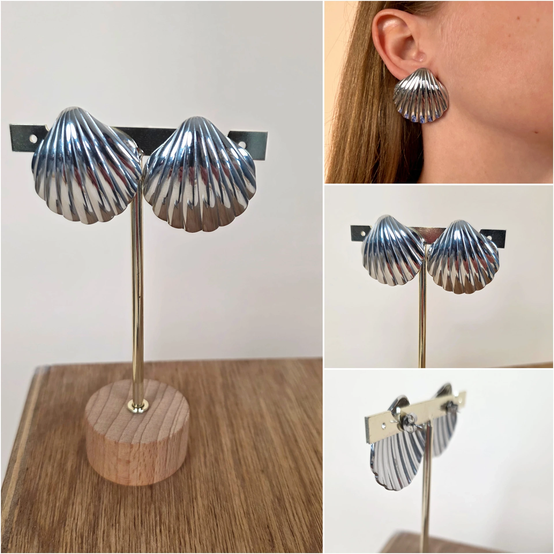 Boucles d'oreilles coquillage argenté