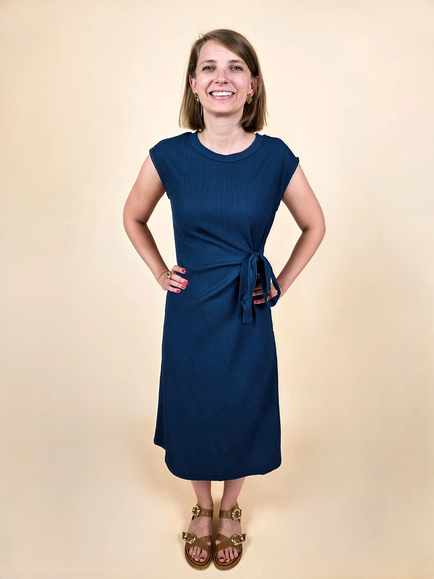 Robe bleu canard à noeud latéral