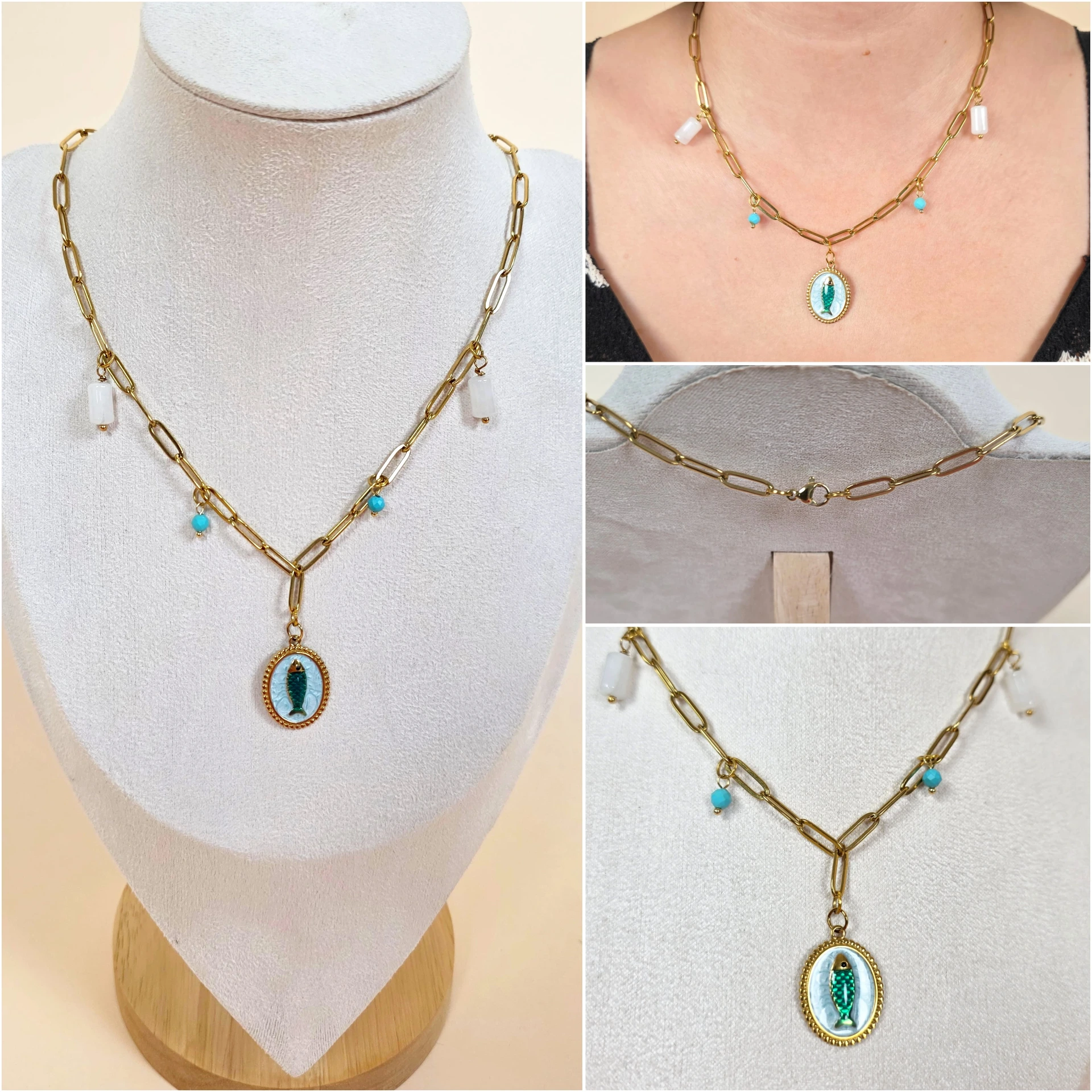Collier marine d'inspiration méditerranéenne
