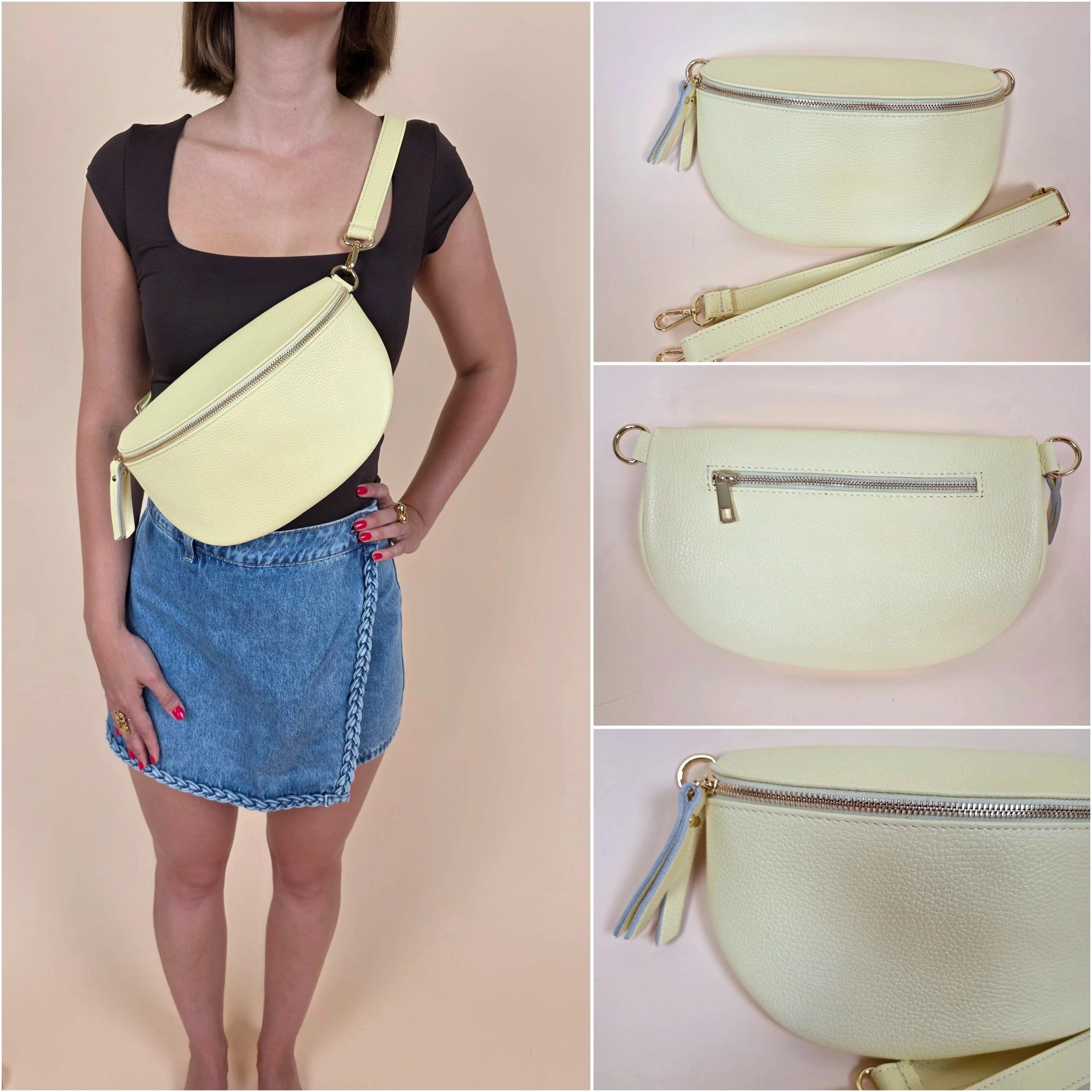 Sac banane jaune pastel