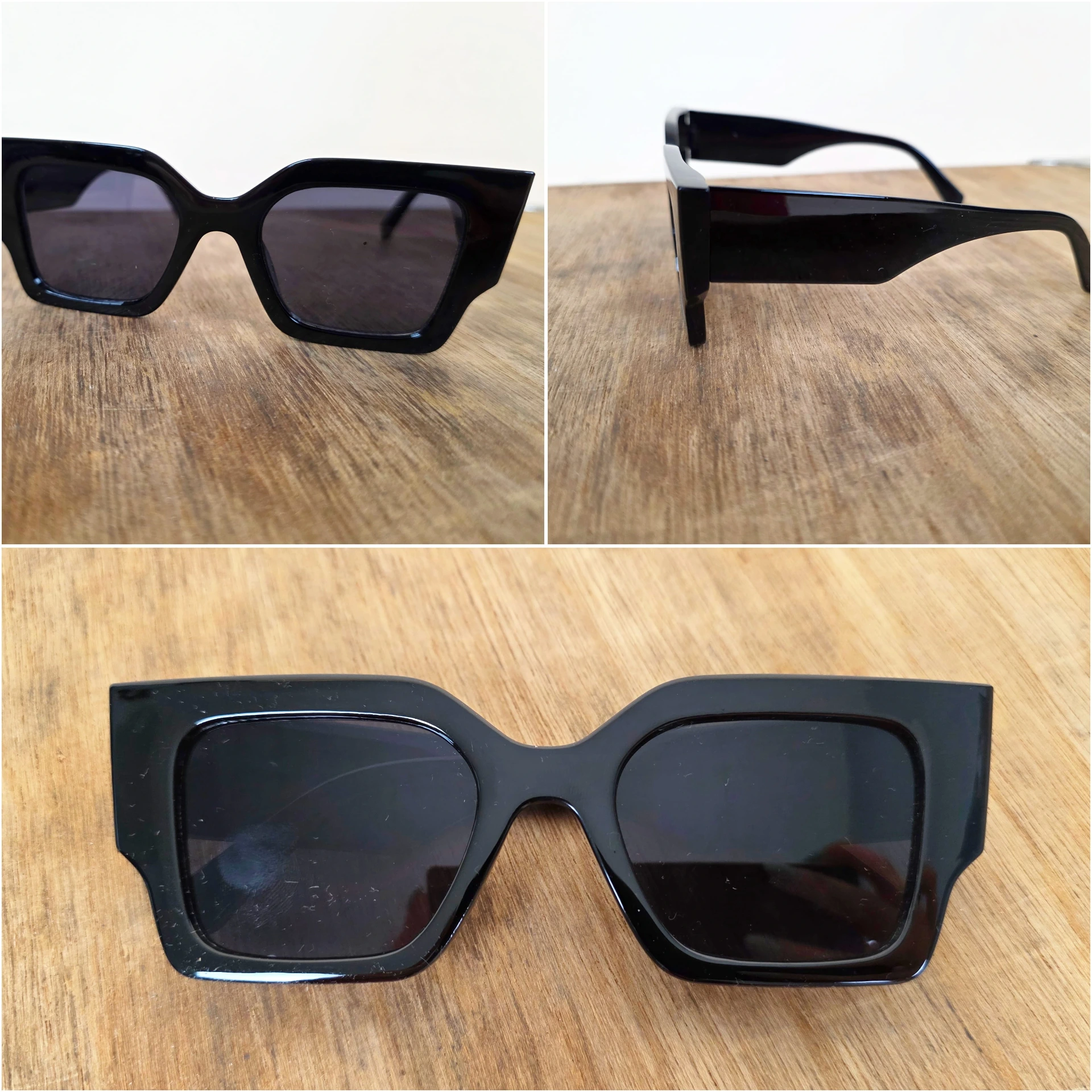 [00816] Lunettes de soleil noires épaisses style géométrique